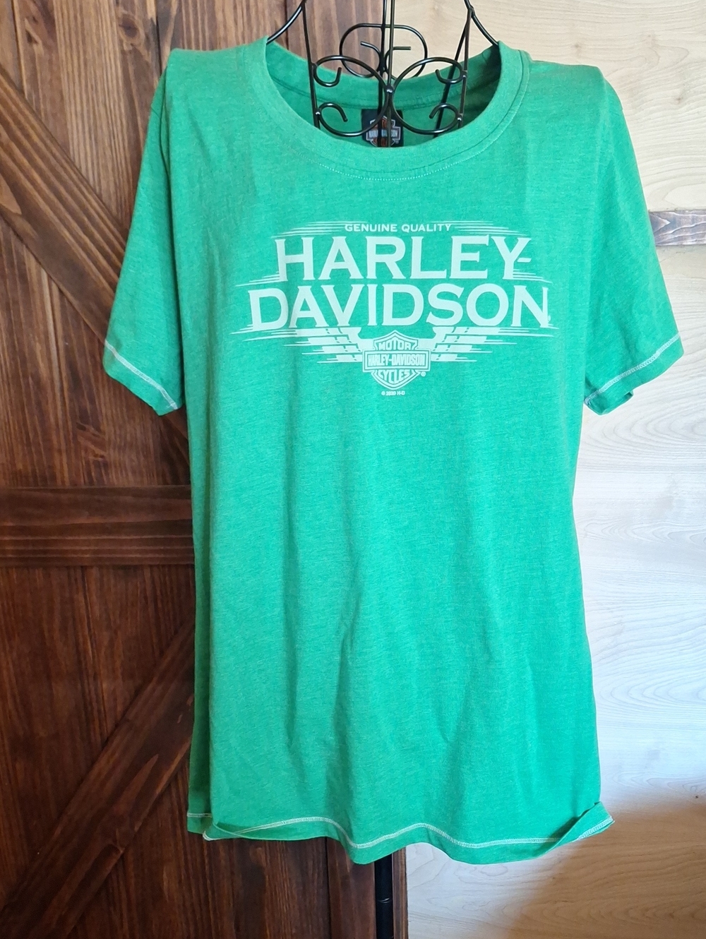 Harley-Davidson Women's Green Logo Tee with White Print